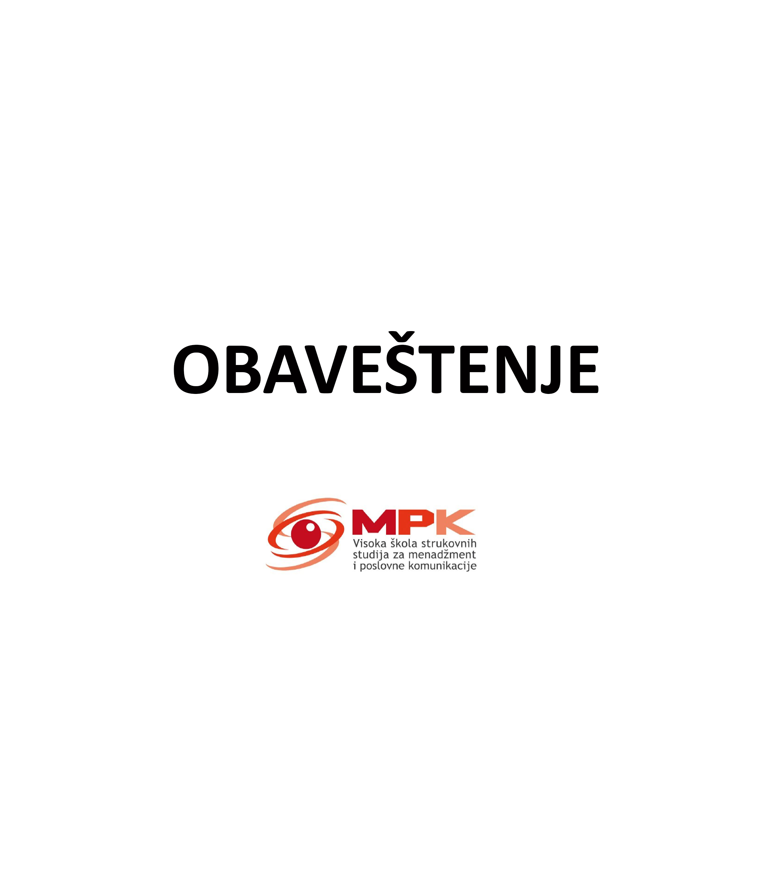 OBAVEŠTENJE